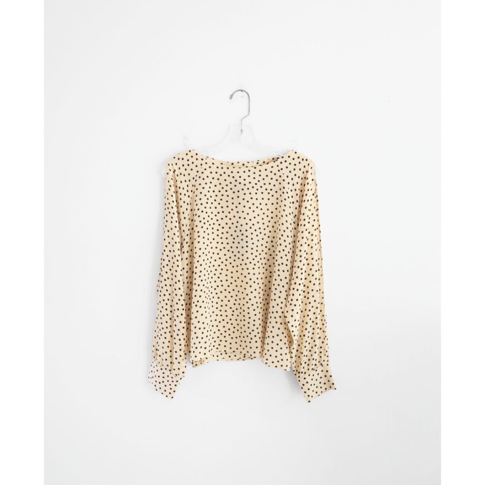 Max Mara Marella Cream Black Polka Dot Silk Split Sleeve Blouse IT 44 US 8 NWT